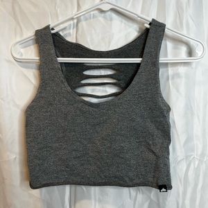 Grey distressed sports bra